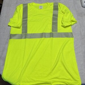 Men Lg Neon Yellow Reflective Shirt SS Workwear NWOT Iron Horse Safety Class 2
